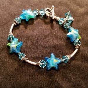 Sterling silver & Swarovski blue starfish bracelet